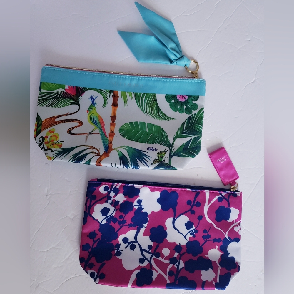 New Estee Lauder TravelTropical and Floral Print Pouches!!